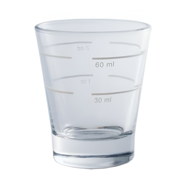 Vaso tipo shot glass para calibración de espresso