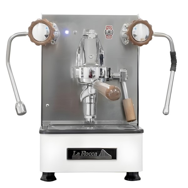 Cafetera La Rocca Retro 1 grupo blanco vista frontal