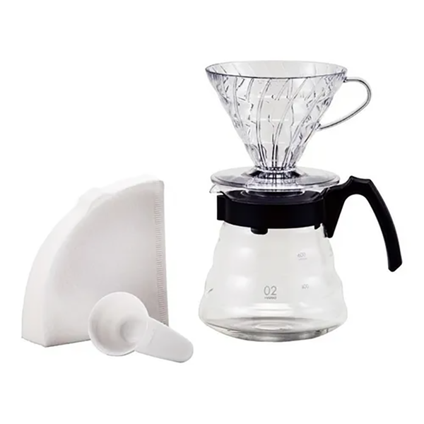 Coffee Server Set Kit Completo Kraft V60 Acrílico 02 Linea Craft negro con dosificador blanco