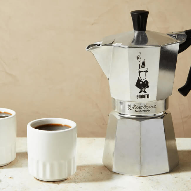 Moka acero con dos tazas