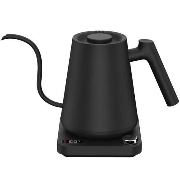 Tetera eléctrica para baristas con cuello de ganso y control digital de temperatura color negro